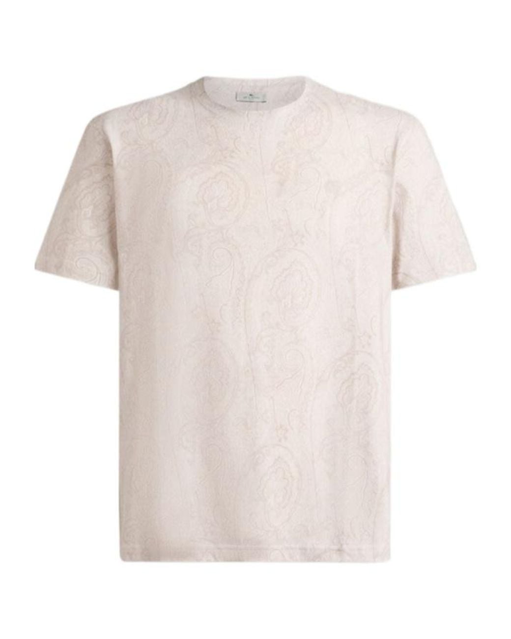 Etro White Pattern-Printed Crewneck T-Shirt for men