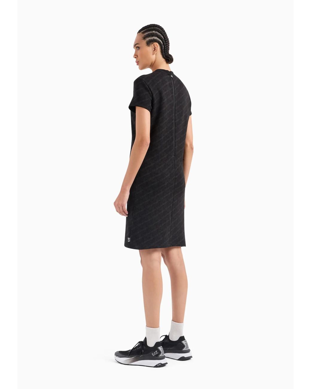 EA7 Black Short-Sleeved Dress