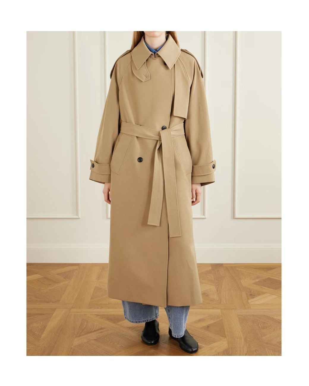 Rohe Natural Double-Breasted Long-Sleeved Trench Coat