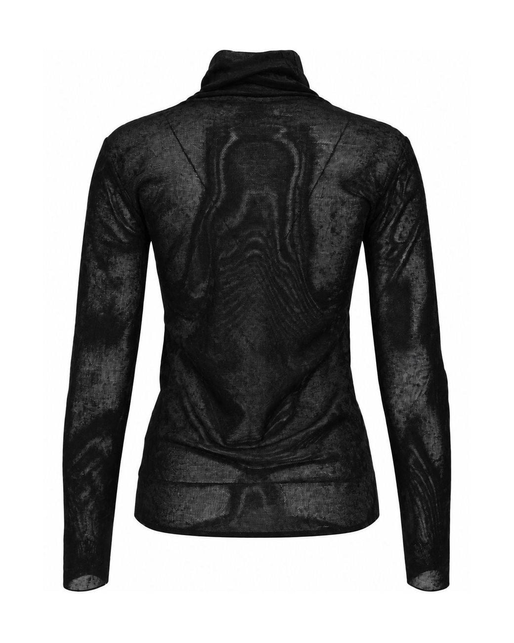 D.exterior Black Sheer Turtleneck Knitted Top