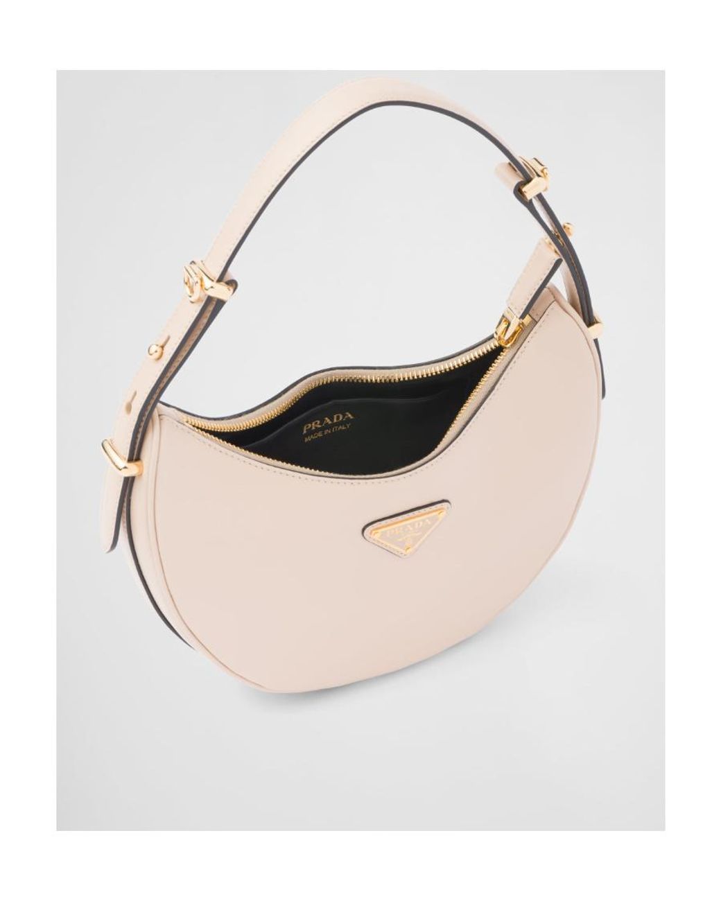 Prada White Arqué Leather Shoulder Bag