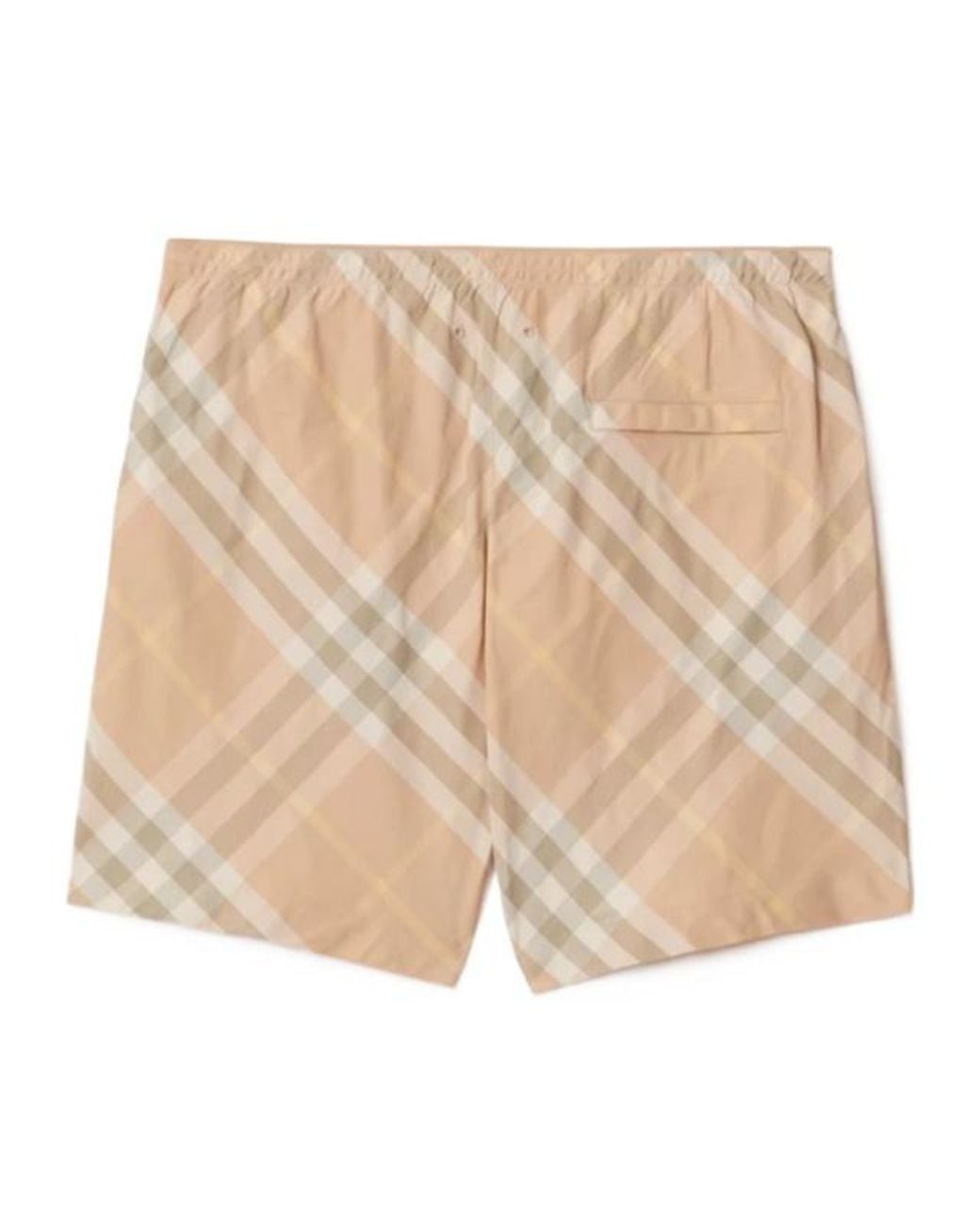 Burberry Natural Checked Elasticated-Waistband Swim Shorts for men