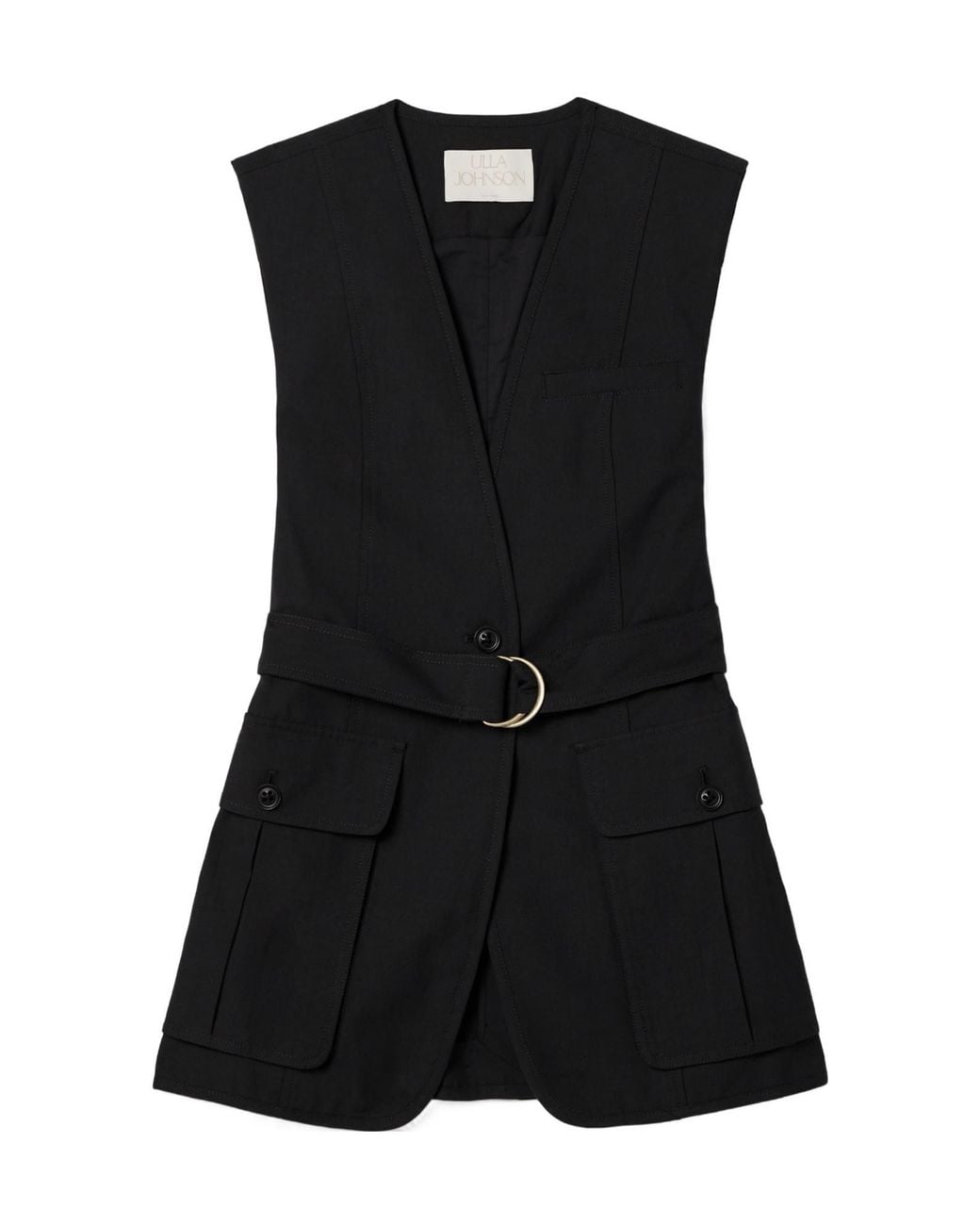 Ulla Johnson Black Lyocell-Blend Twill Vest