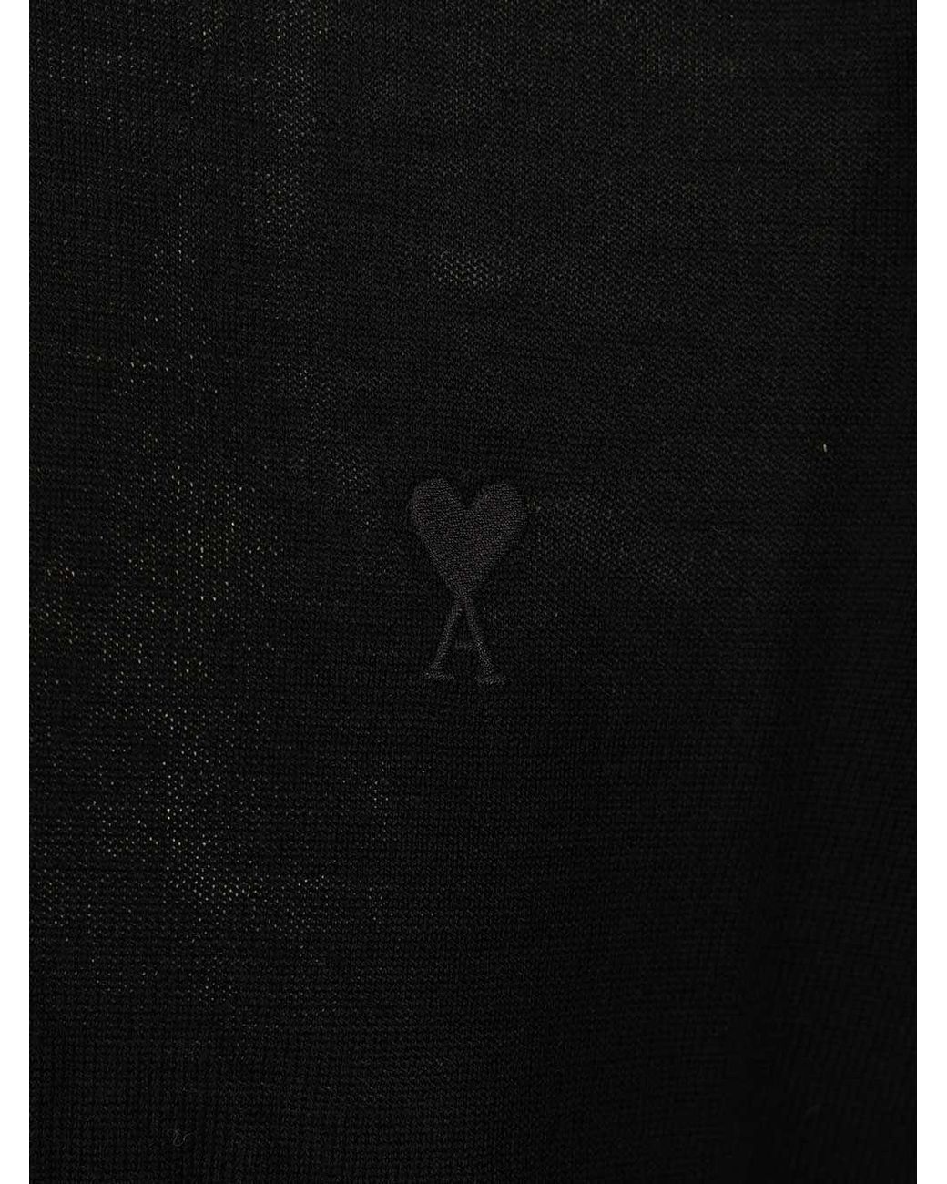 AMI Black Ami Crewneck Ami De Coeur Sweater for men
