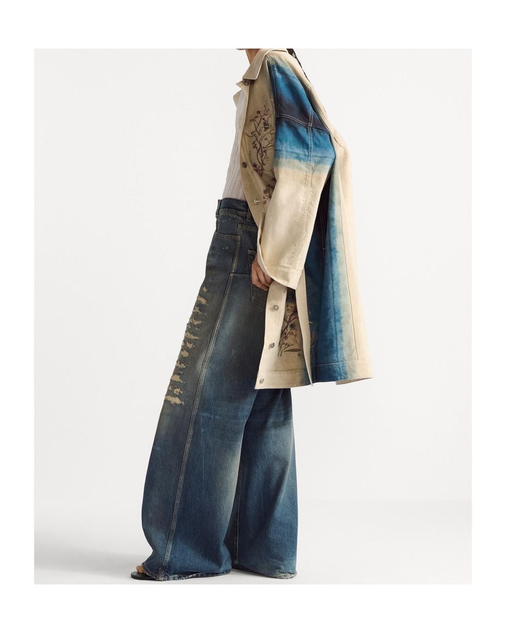 Dior Blue Christian Distressed Flared Jeans