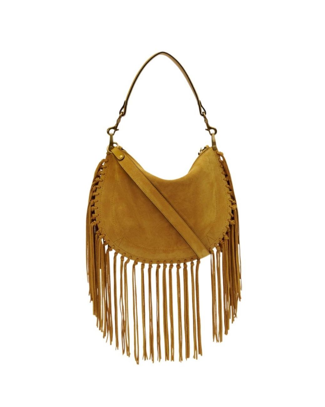 Isabel Marant Metallic Oskan Soft Zipped Bag Fringe