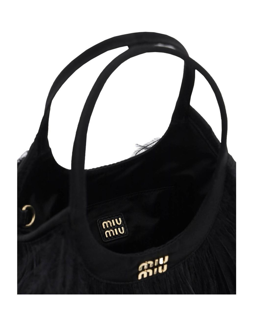 Miu Miu Black Feather Detail Shoulder Bag