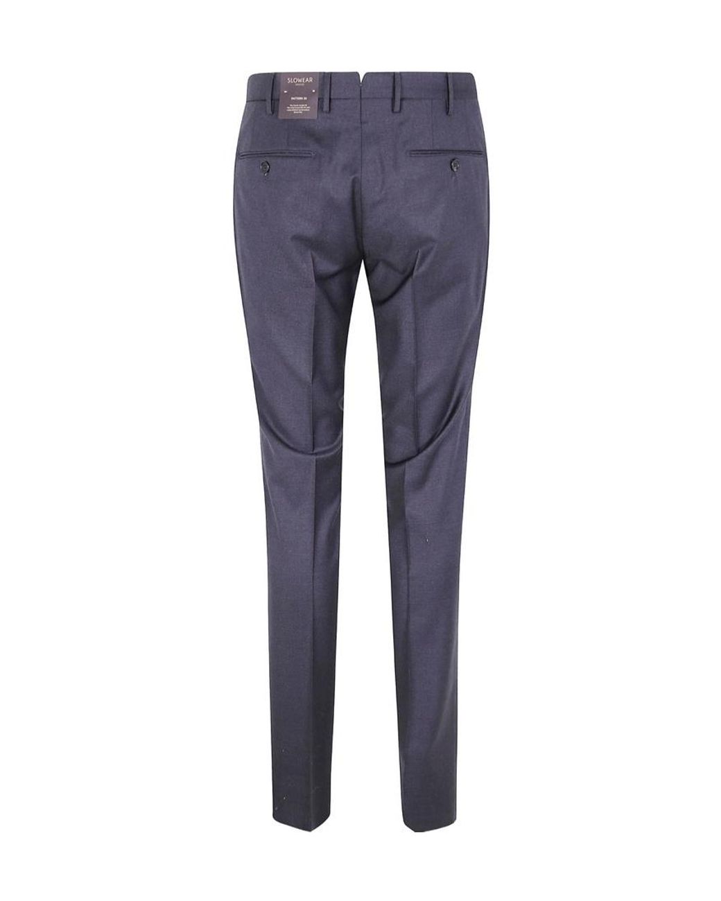 Incotex Blue Virgin Wool Pants for men