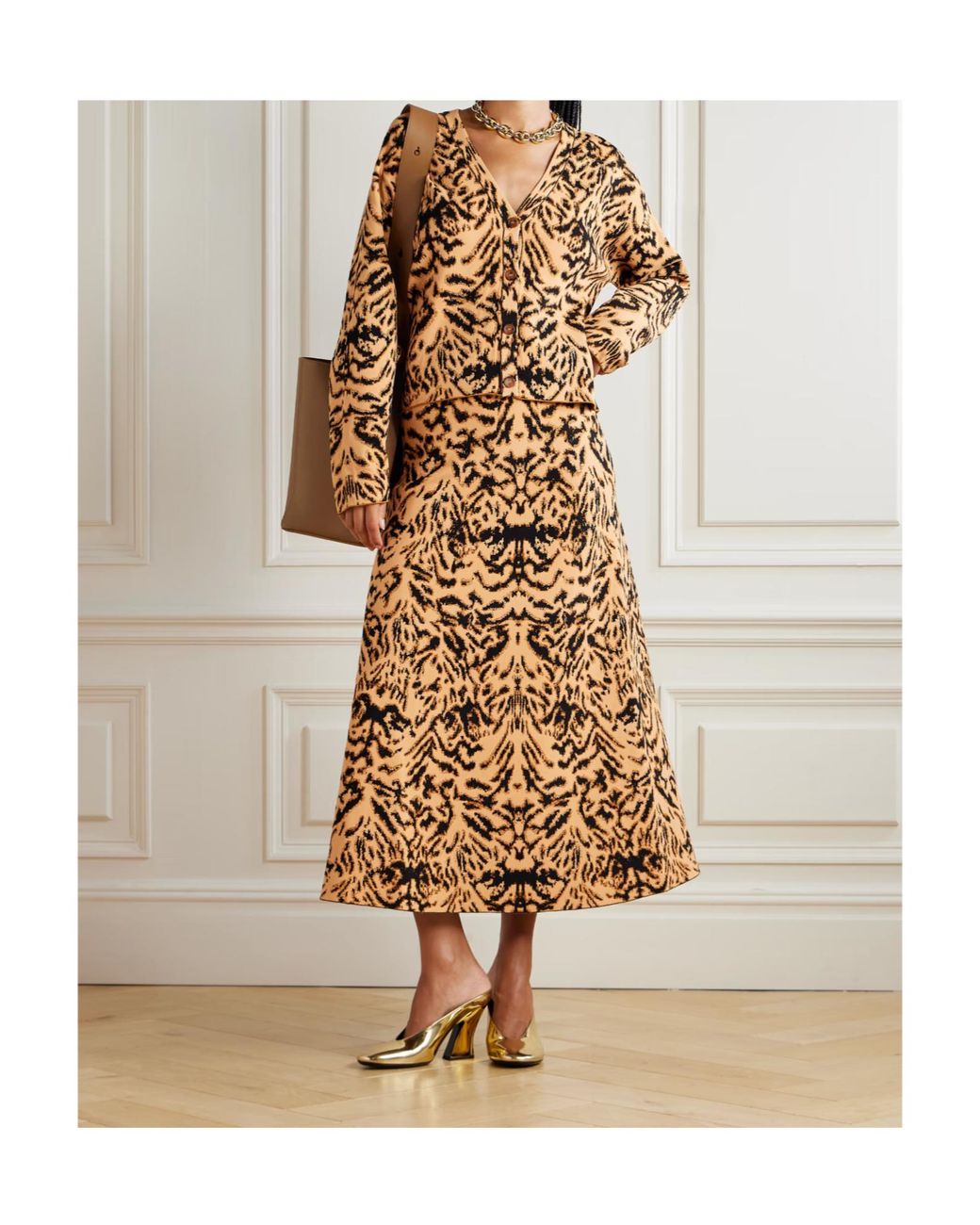 Ulla Johnson Natural Lani Jacquard-Knit Midi Skirt