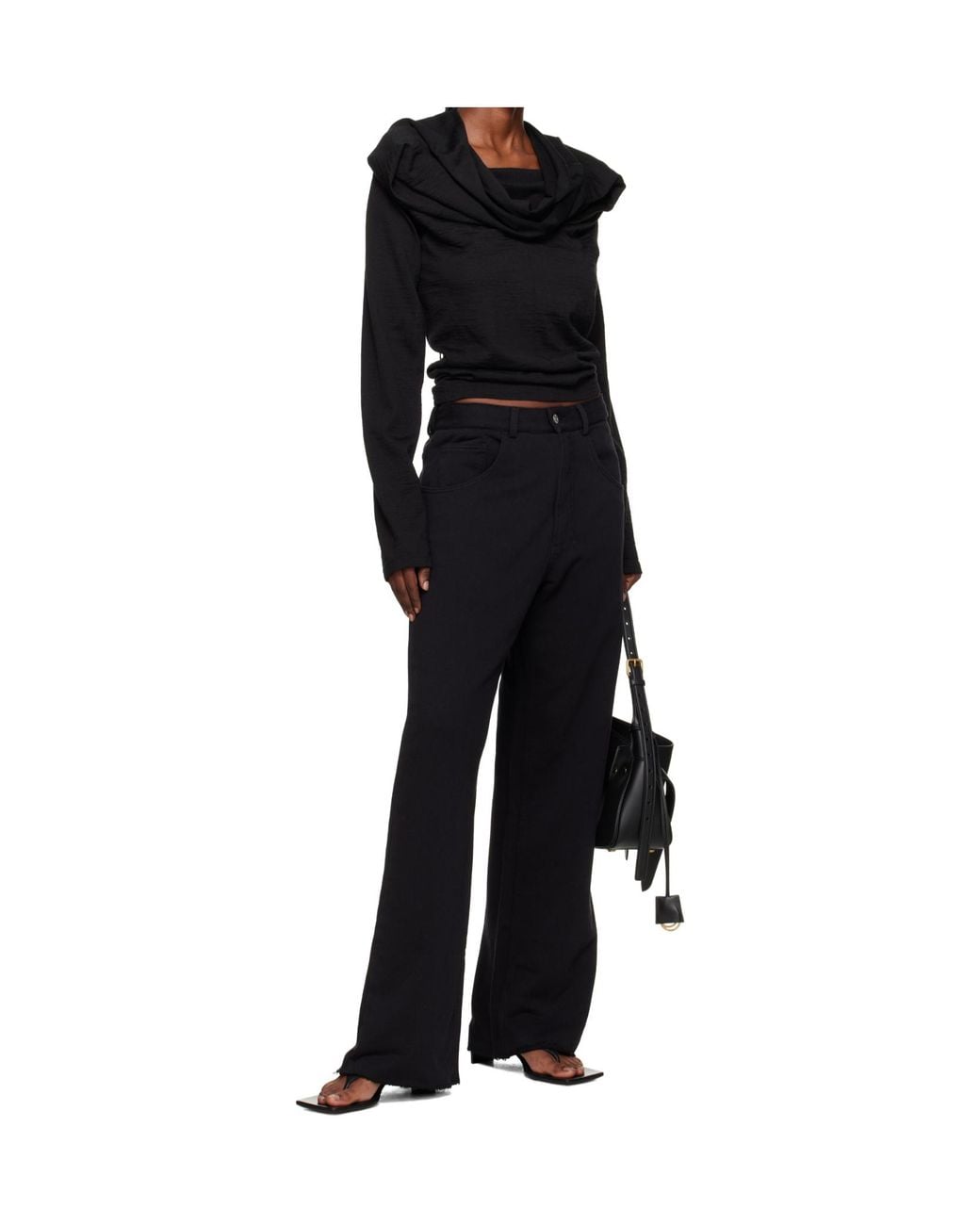 MM6 by Maison Margiela Black Hooded Long-Sleeved Knitted Jumper