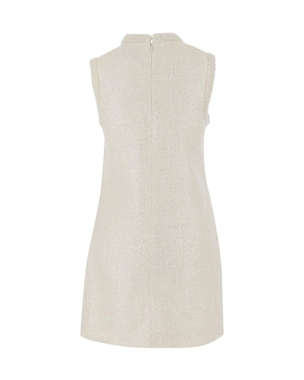 Self-Portrait White Boucle Embellished Trim Mini Dress