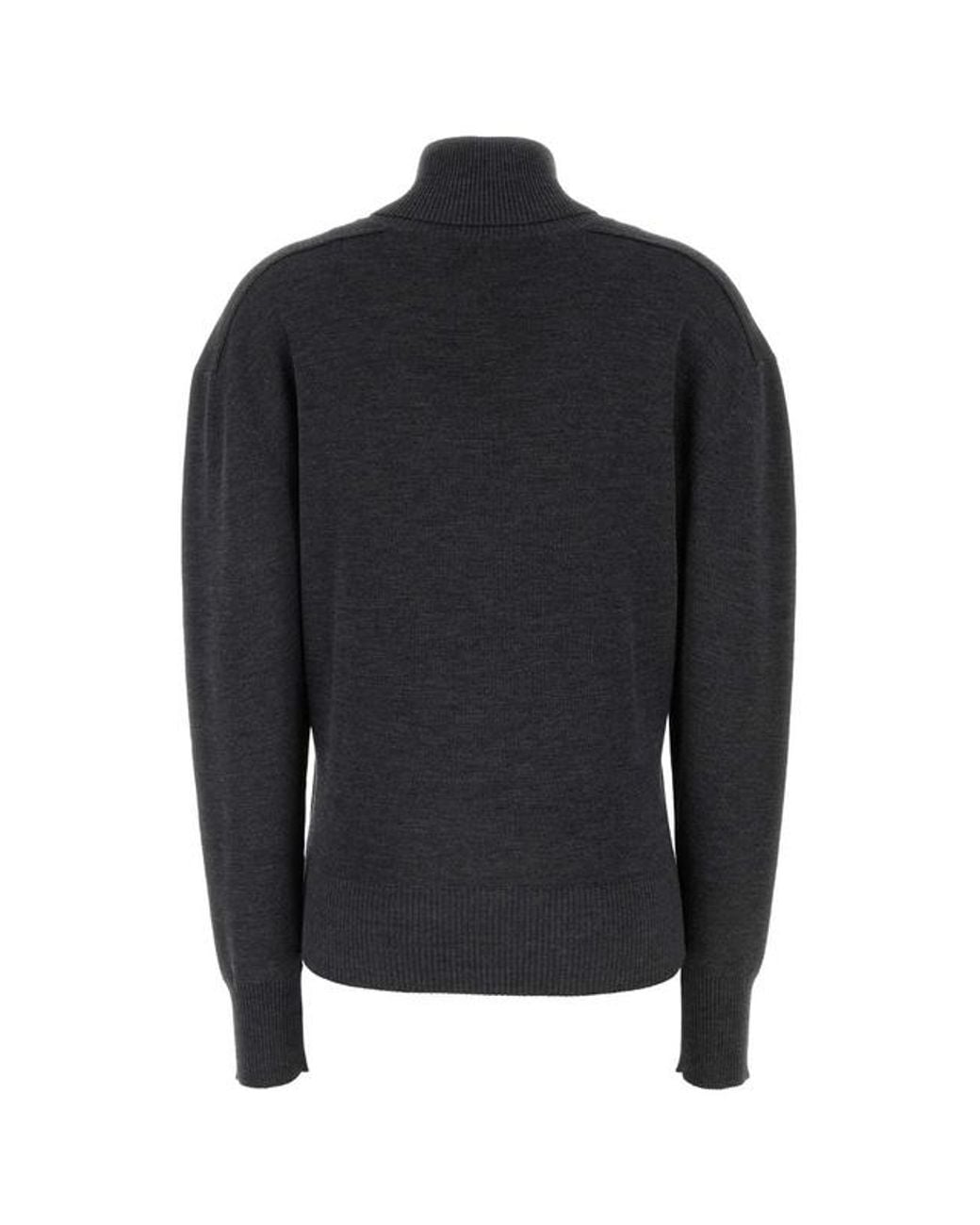 Burberry Black High-Neck Wool Knit Sweater