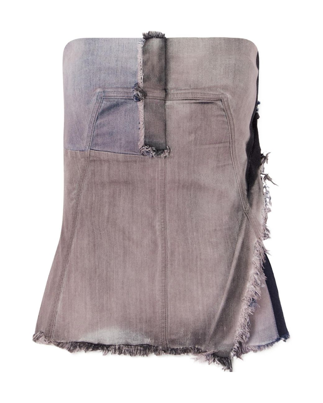 Rick Owens Purple Frayed Denim Bustier Top
