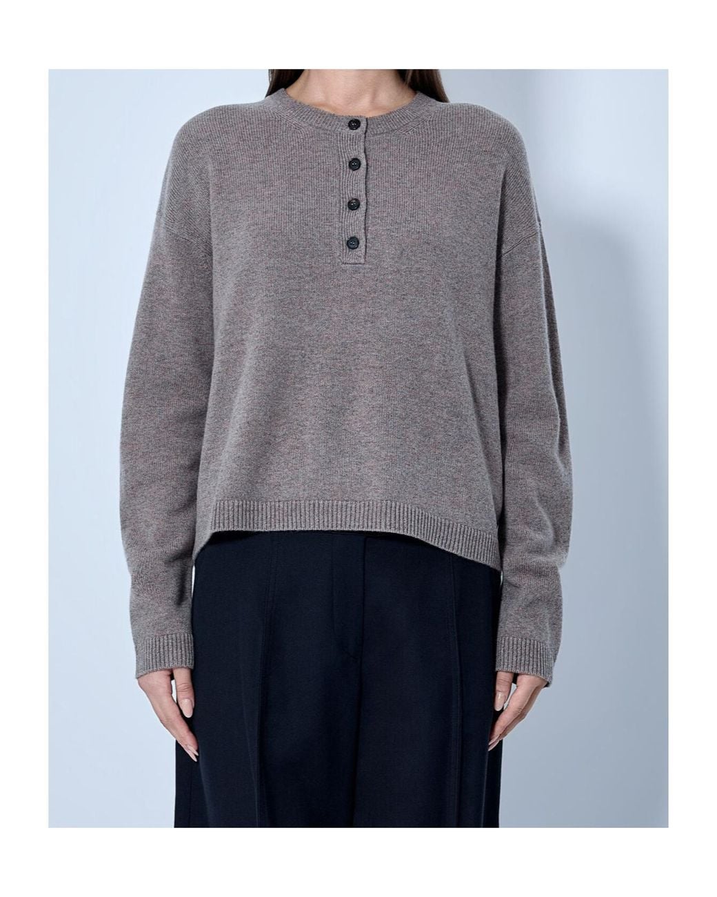 Max Mara Gray S Henley Knitted Sweater