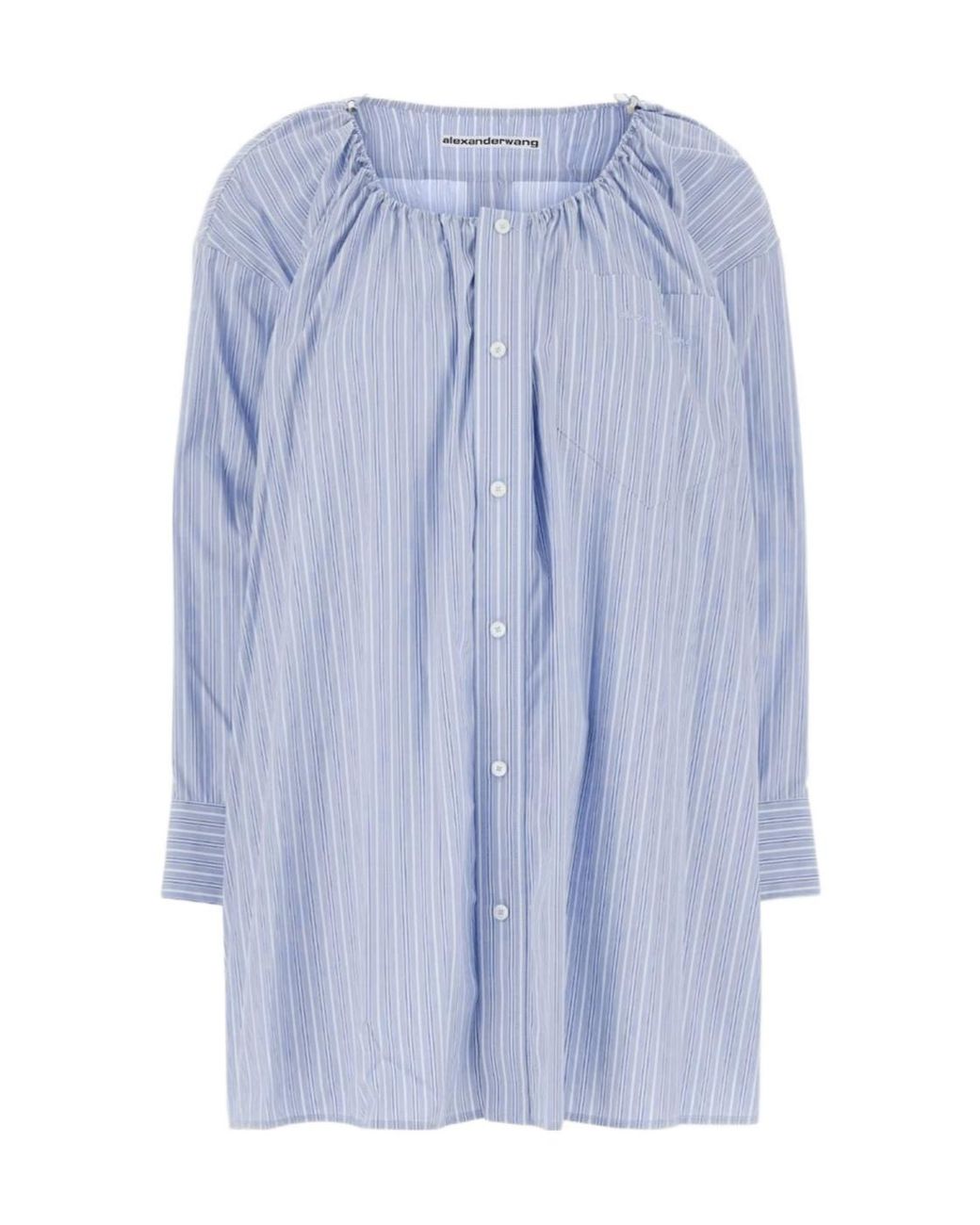 Alexander Wang Blue Bungee Scoop Neck Mini Shirt Dress