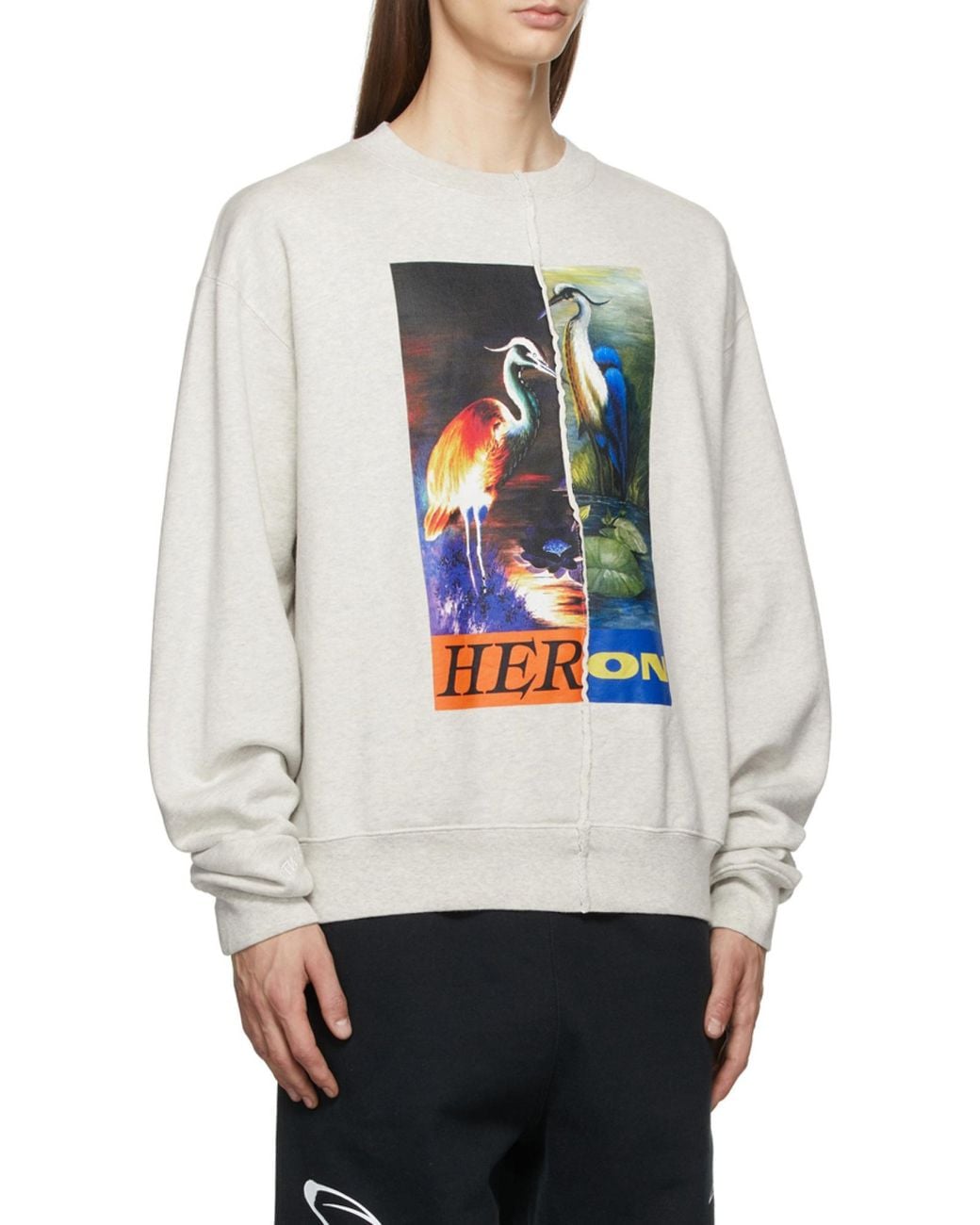 Heron Preston White Split Heron Crew-Neck T-Shirt for men