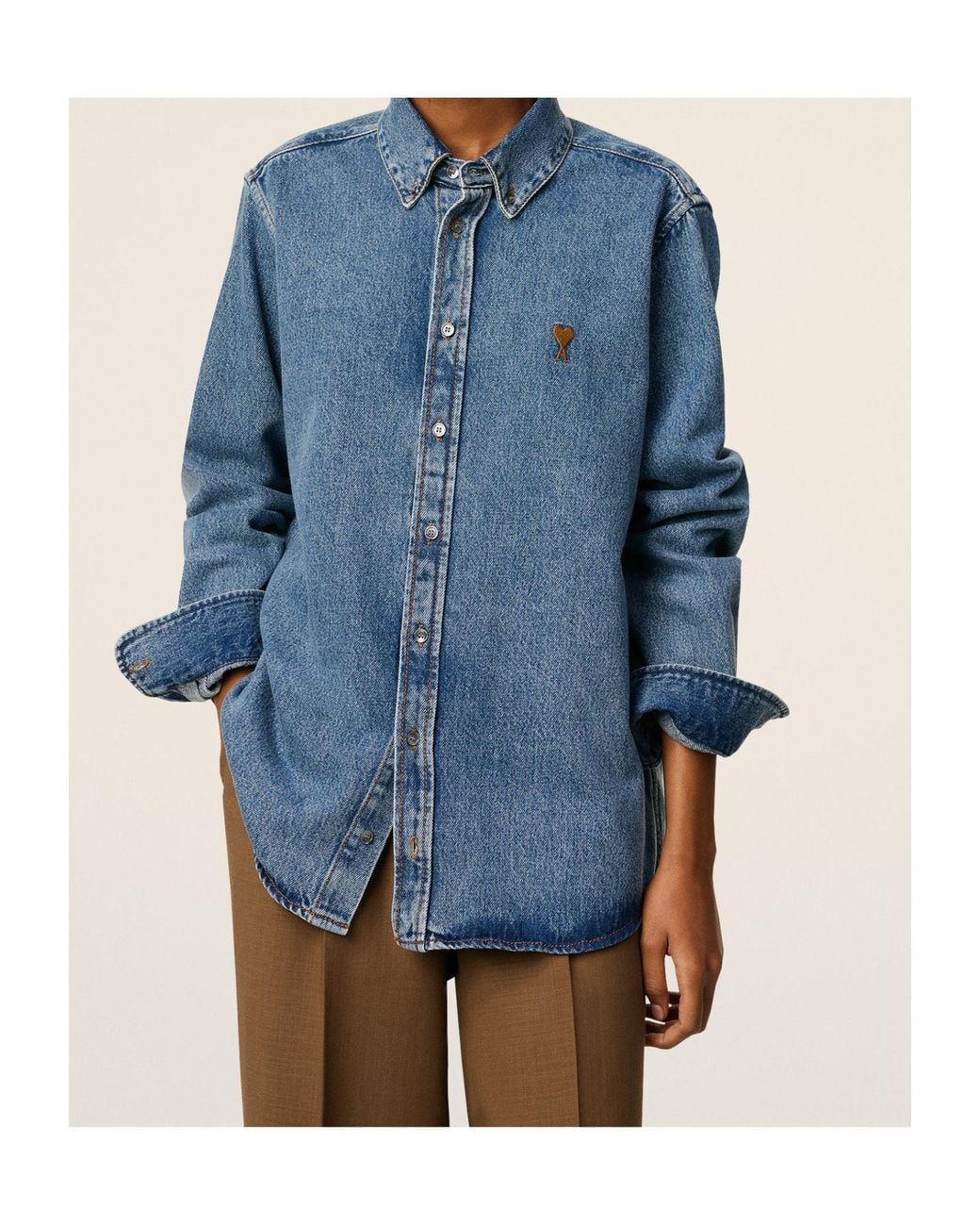AMI Blue Ami Classic Denim Shirt for men