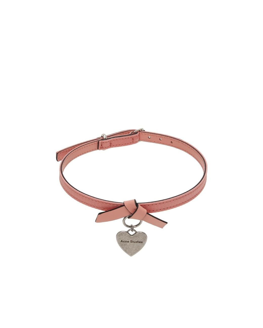 Acne White Musubi Heart-Charm Necklace