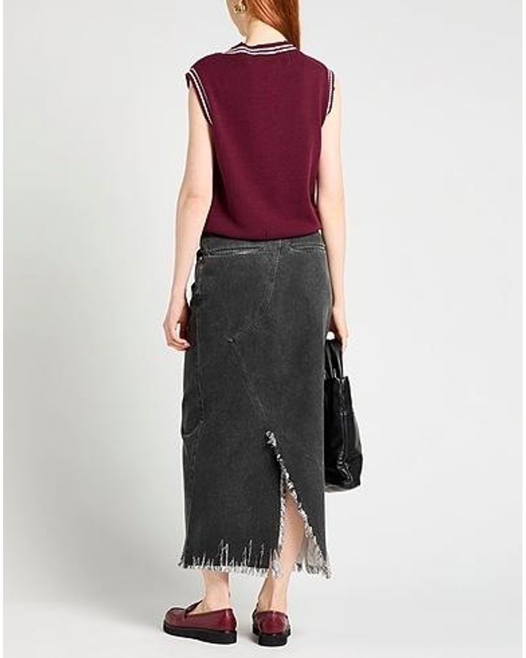 Marni Gray Solid-Color Denim Pencil Skirt