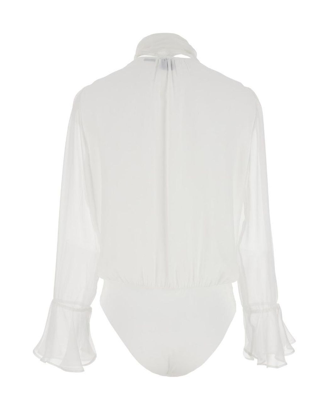 Pinko White Long-Sleeved V-Neck Bodysuit