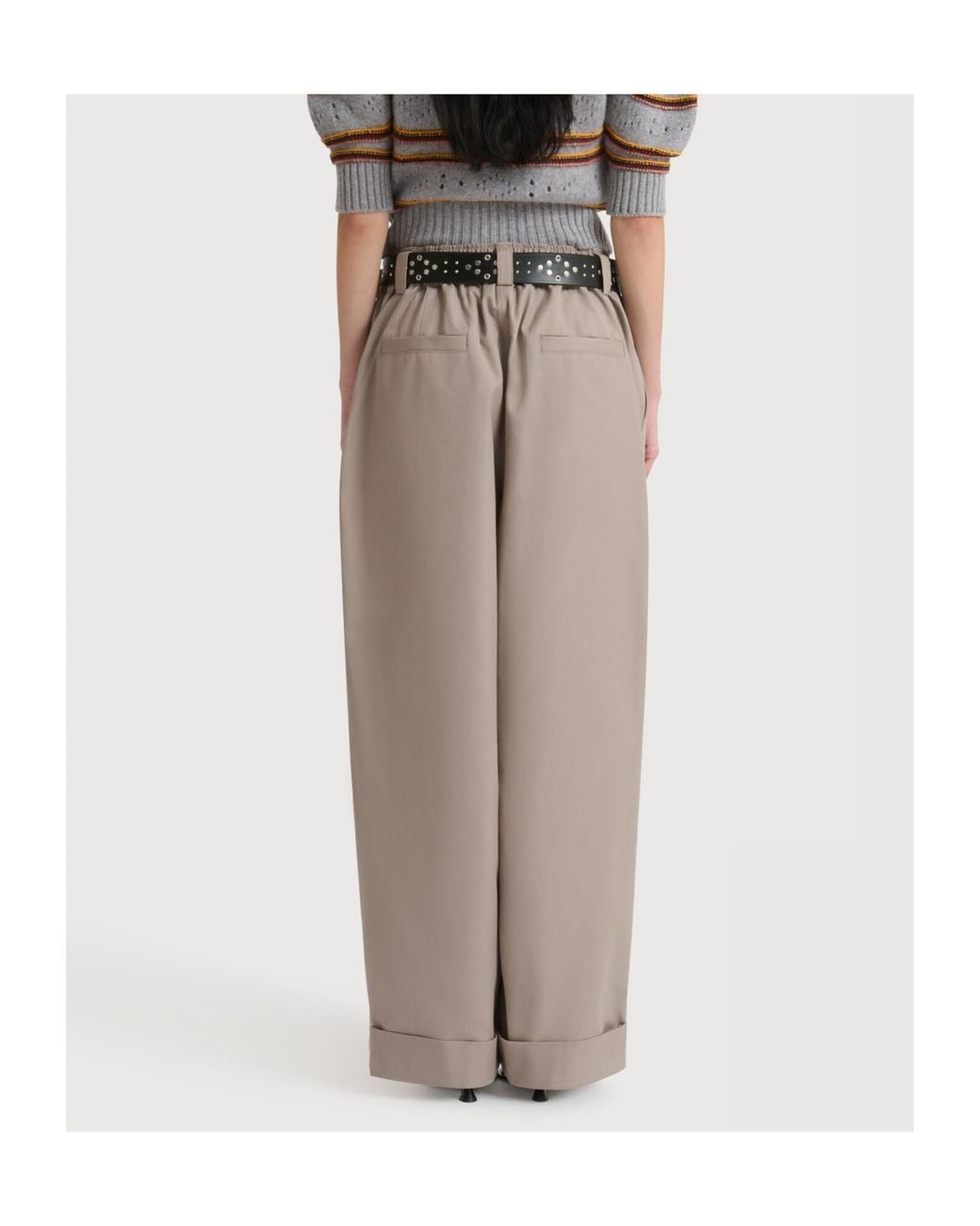 Marni Gray Pleated Turn-Up Hem Trousers