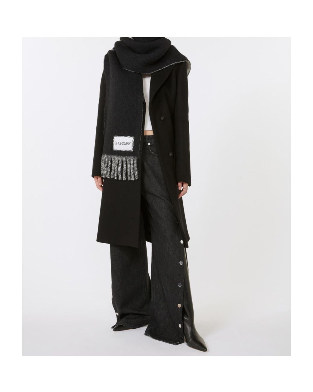 Sportmax Black Wool Coat