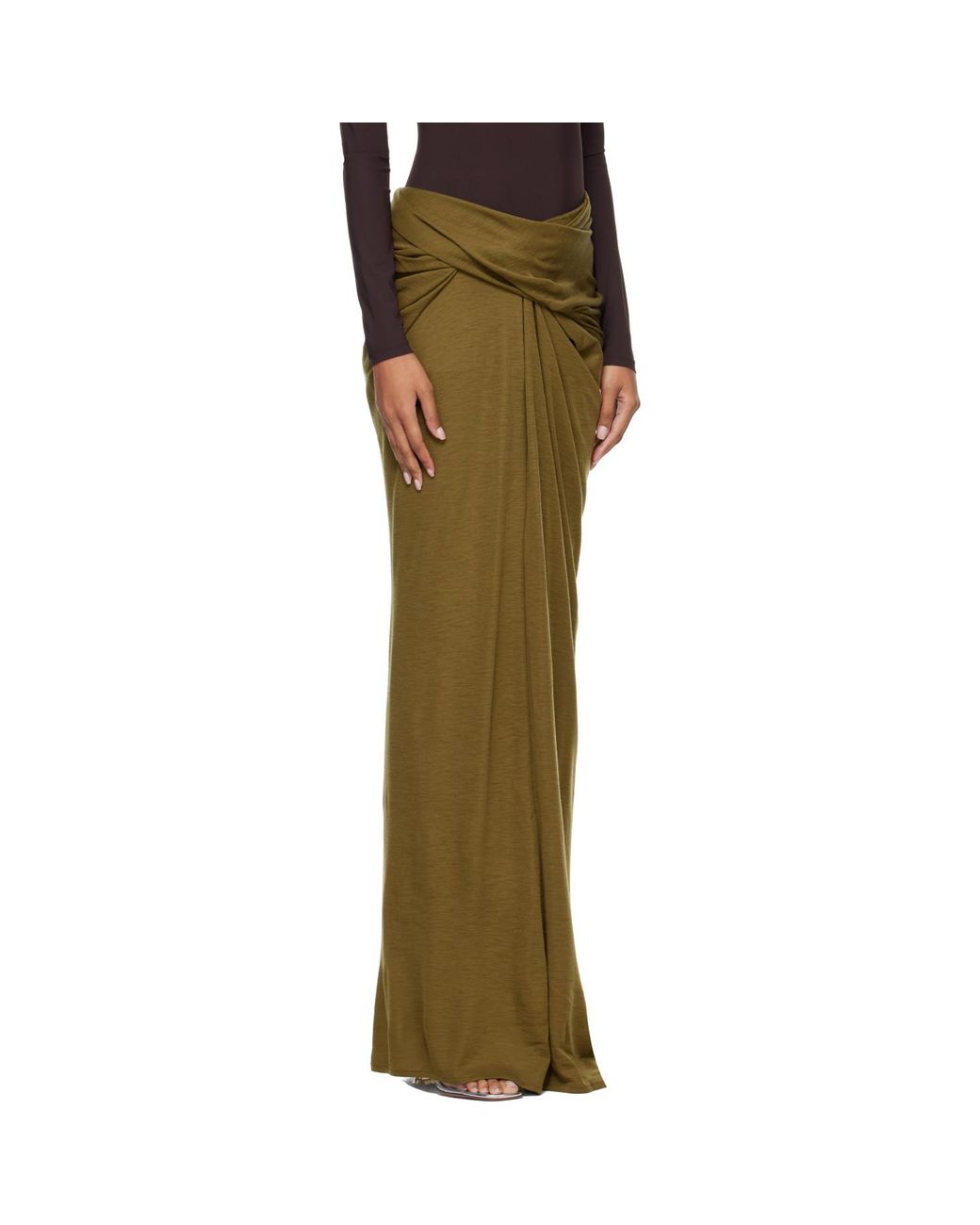 Entire studios Green Pleated Slit Skirt