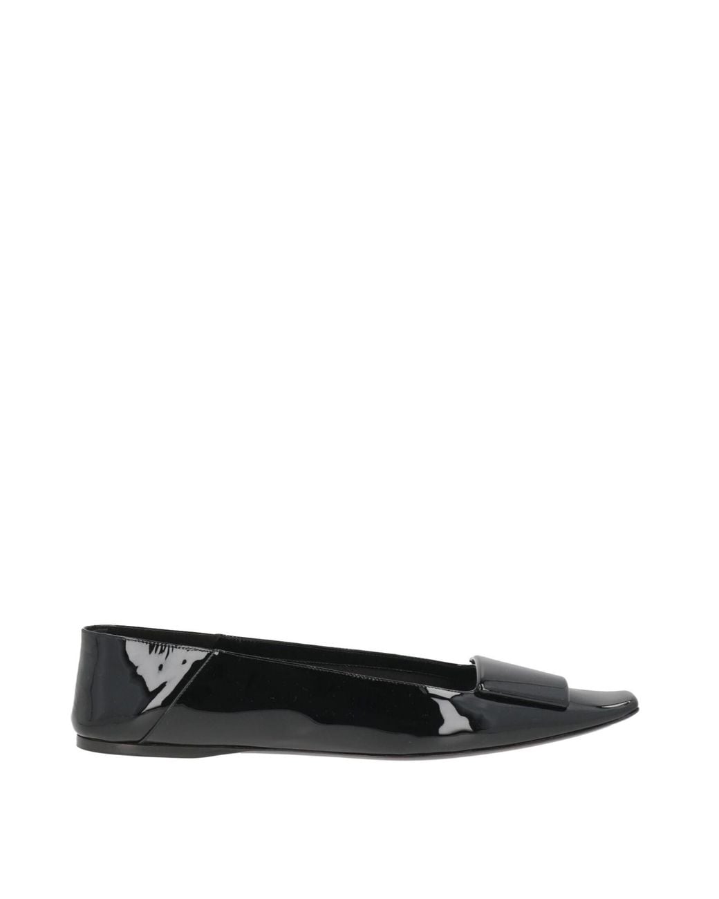 Saint Laurent Black Square-Toe Patent Leather Ballet Flats