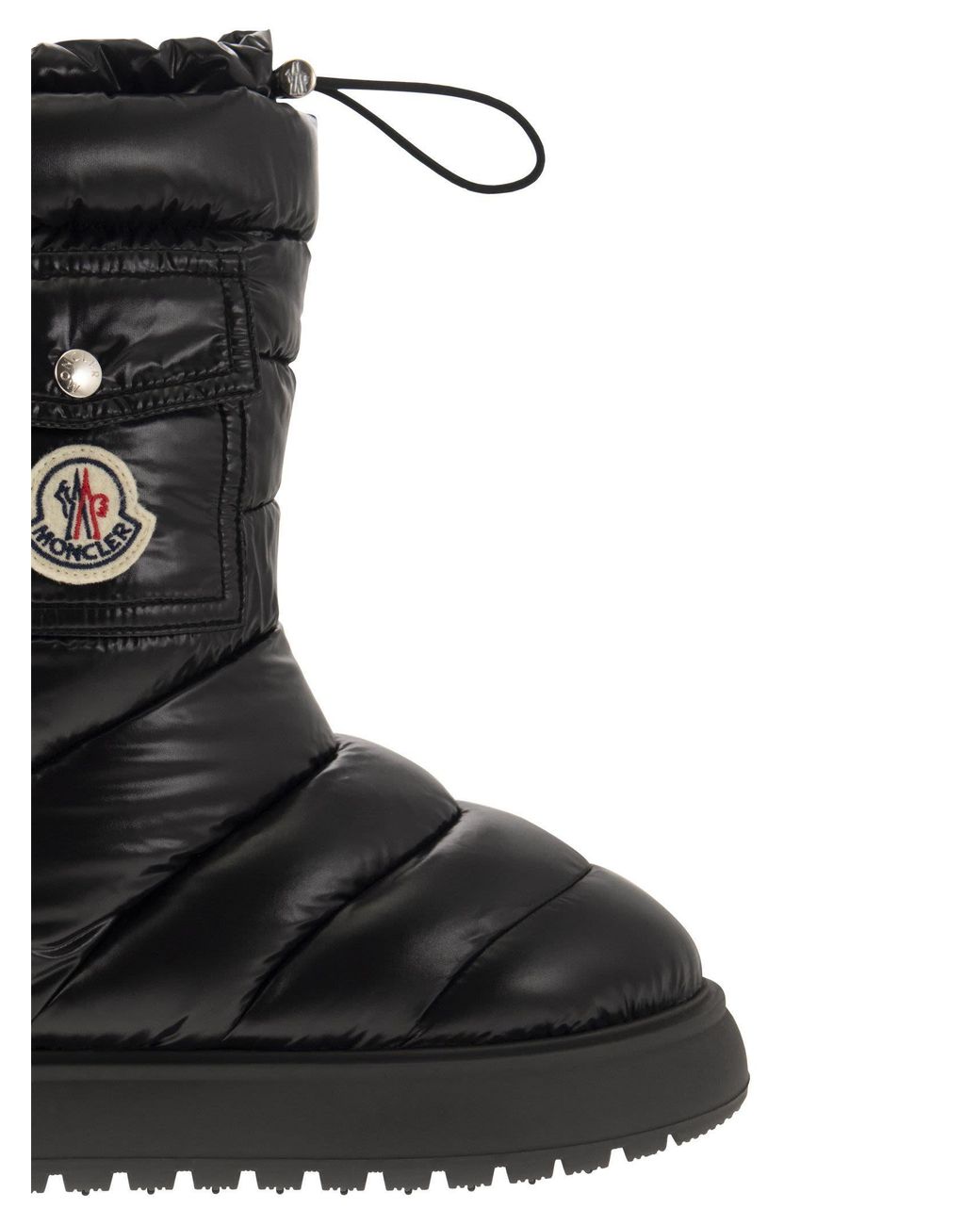 Moncler Black Logo Motif Patch Puffer Boots