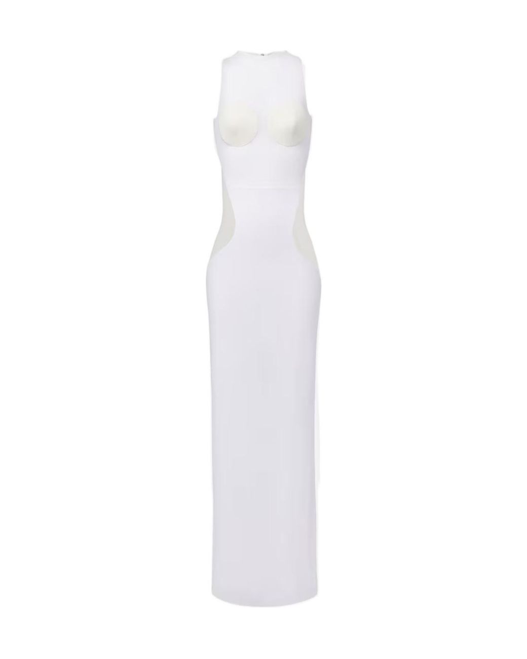 Jean Paul Gaultier White Paneled Semi-Sheer Tulle Maxi Dress