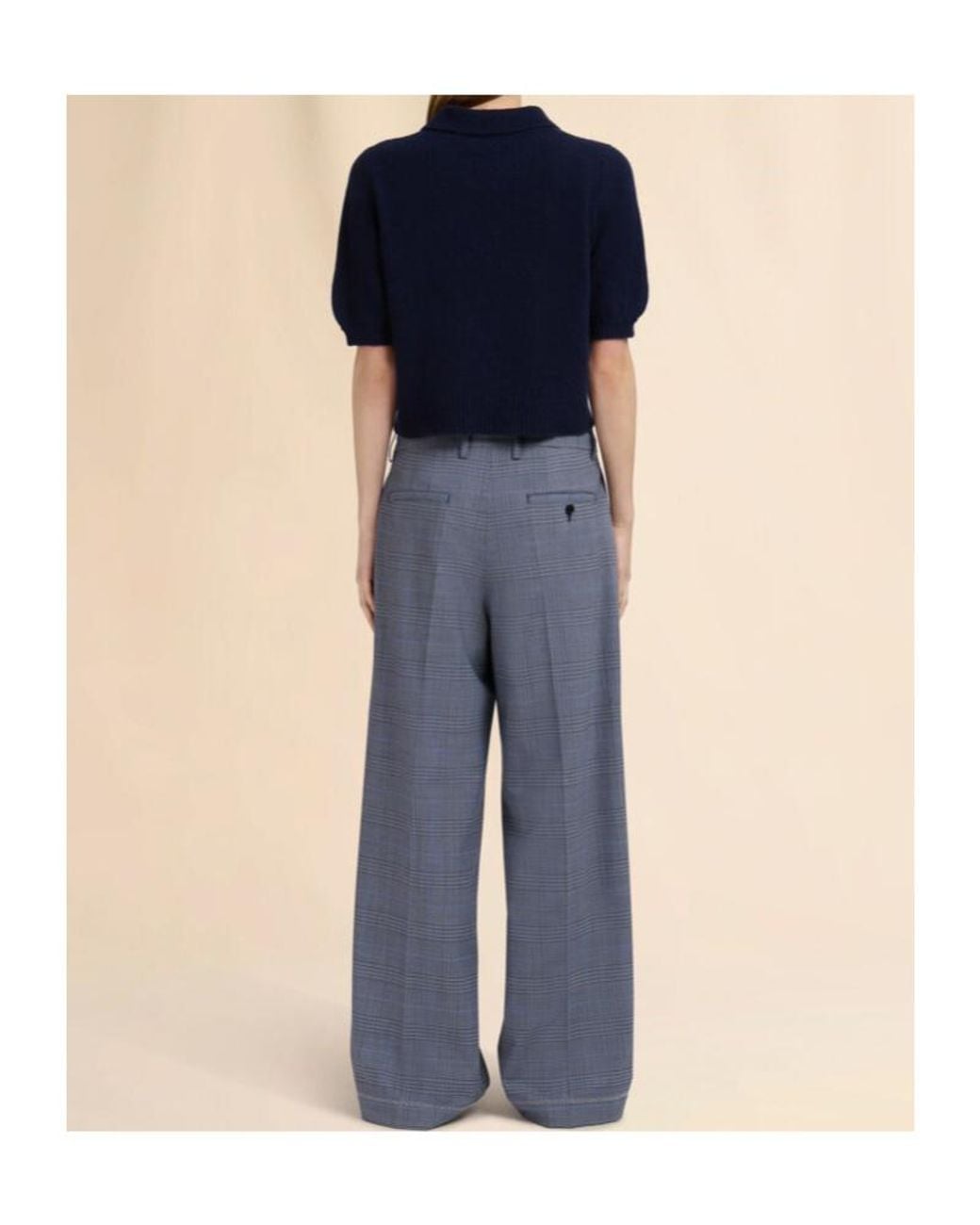 Marni Blue Wool Trousers With Prince Of Wales Check