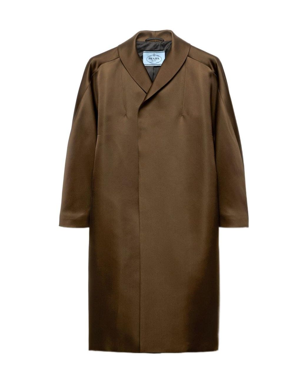 Prada Brown Single-Breasted Double Satin Coat