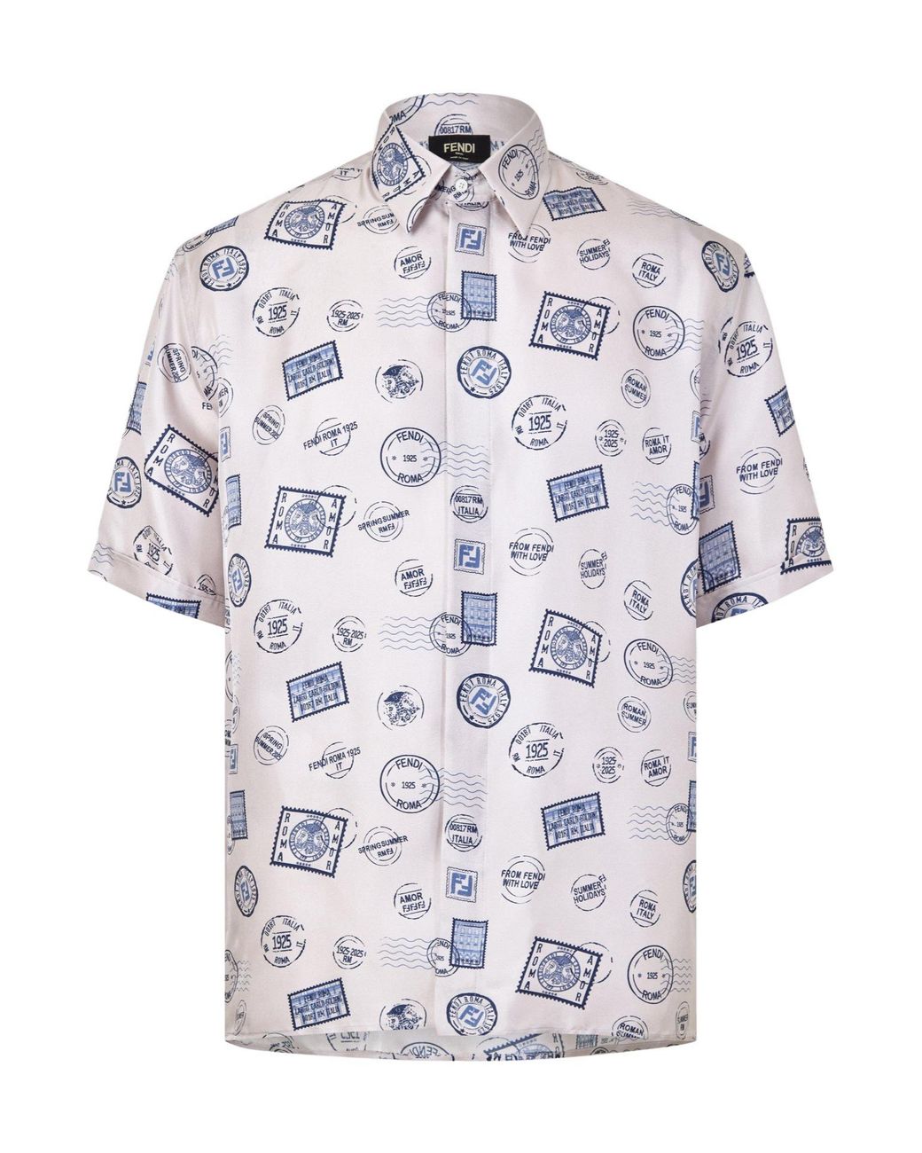 Fendi White Short-Sleeve Patterned Shirt for men