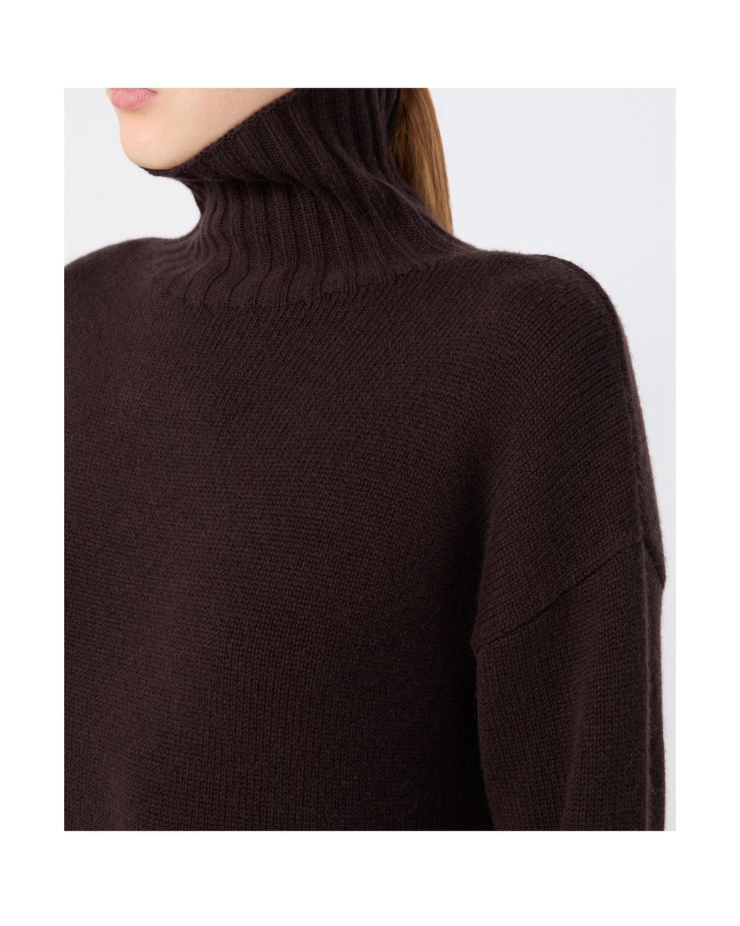 Max Mara Brown High-Neck Drop Shoulder Midi Dress