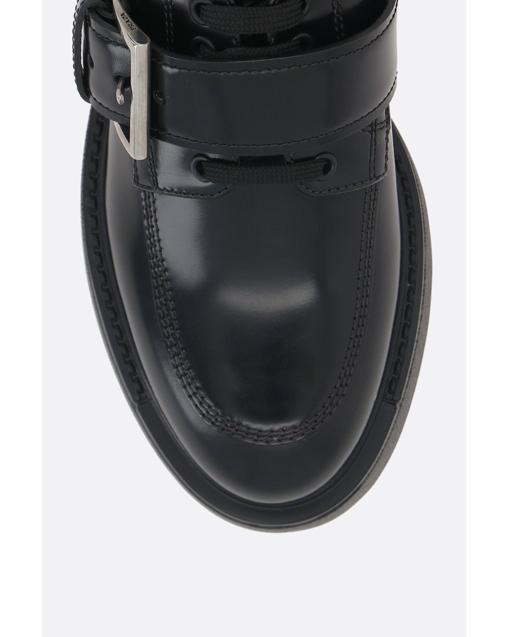 Prada Black Round-Toe Lace-Up Shoes