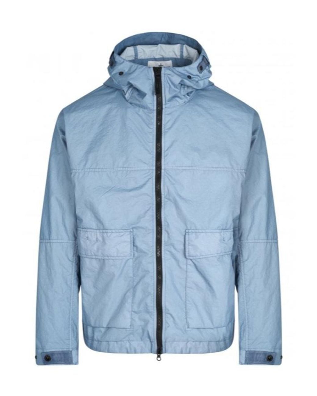 Stone Island Blue Logo Patch Zip-Up Bomber Jacket for men