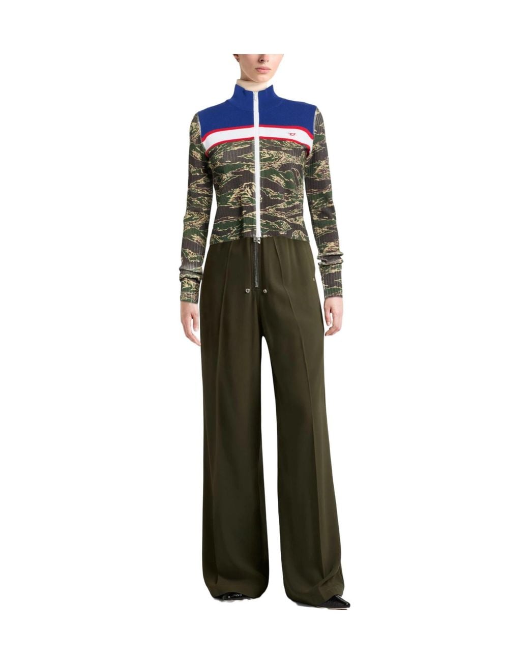 DIESEL Blue Camouflage Knit Jacket