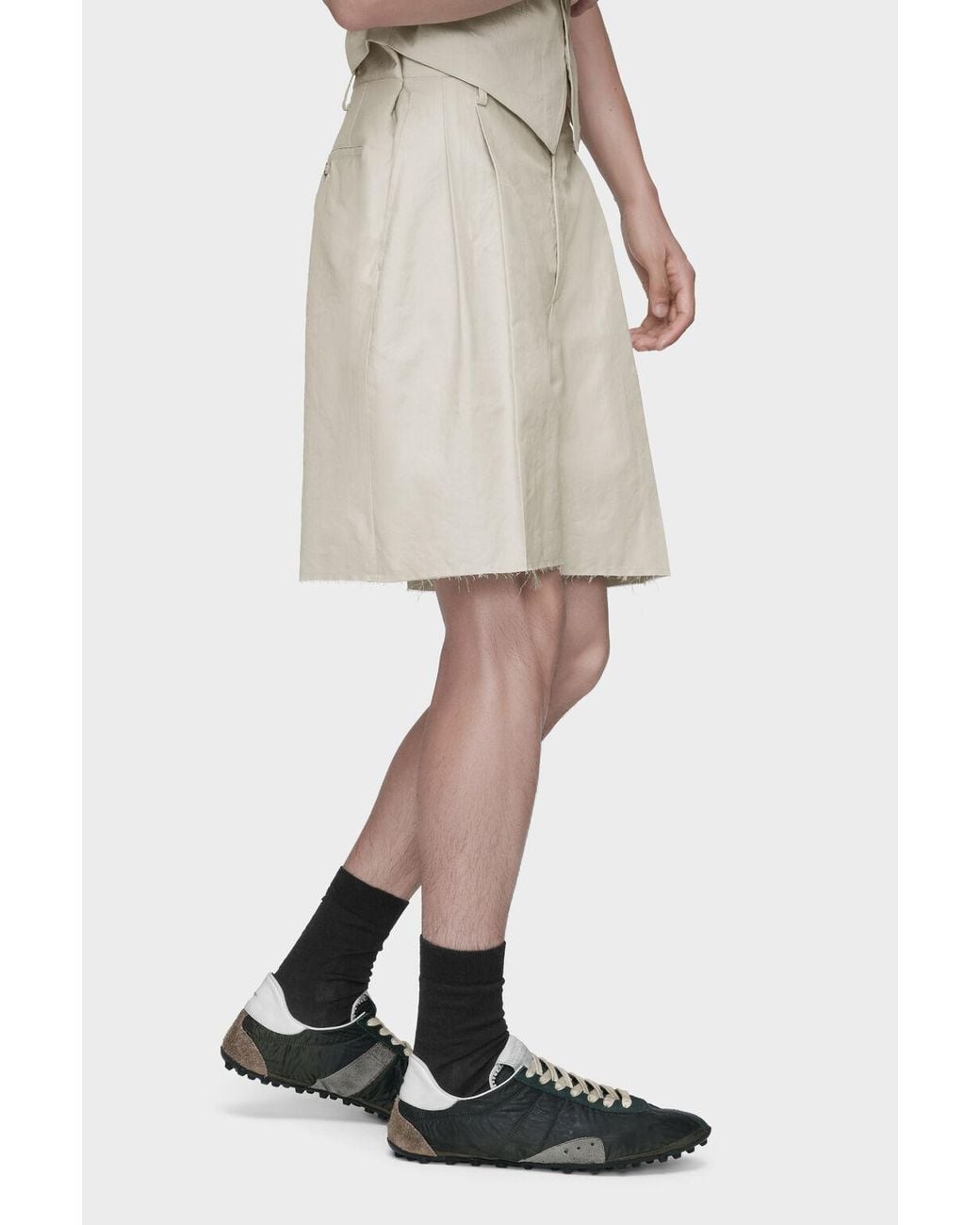 Maison Margiela White Pleated Tailored Shorts for men