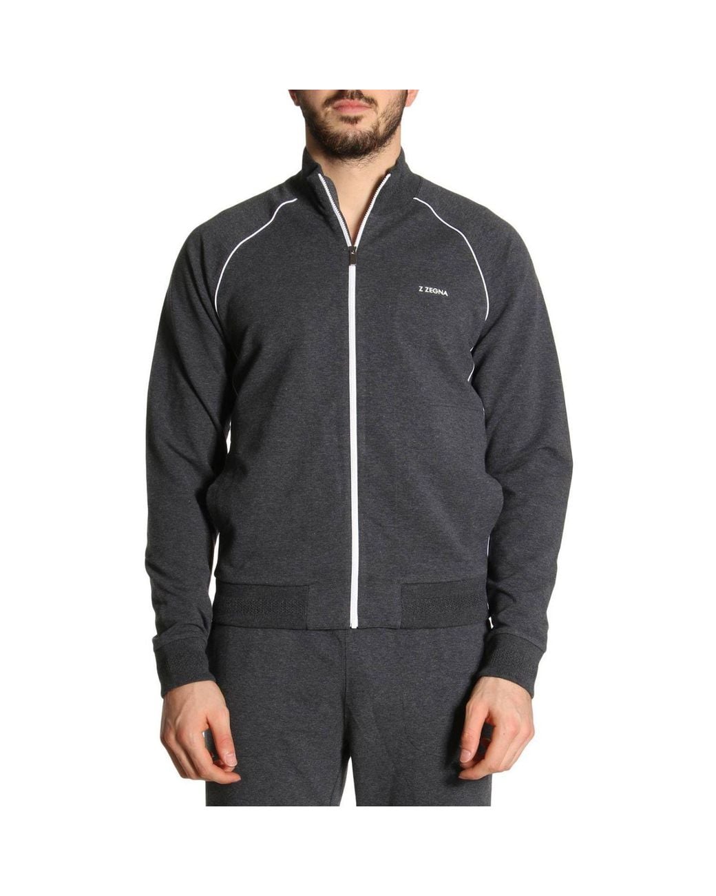 Zegna Gray Logo Casual Jacket for men