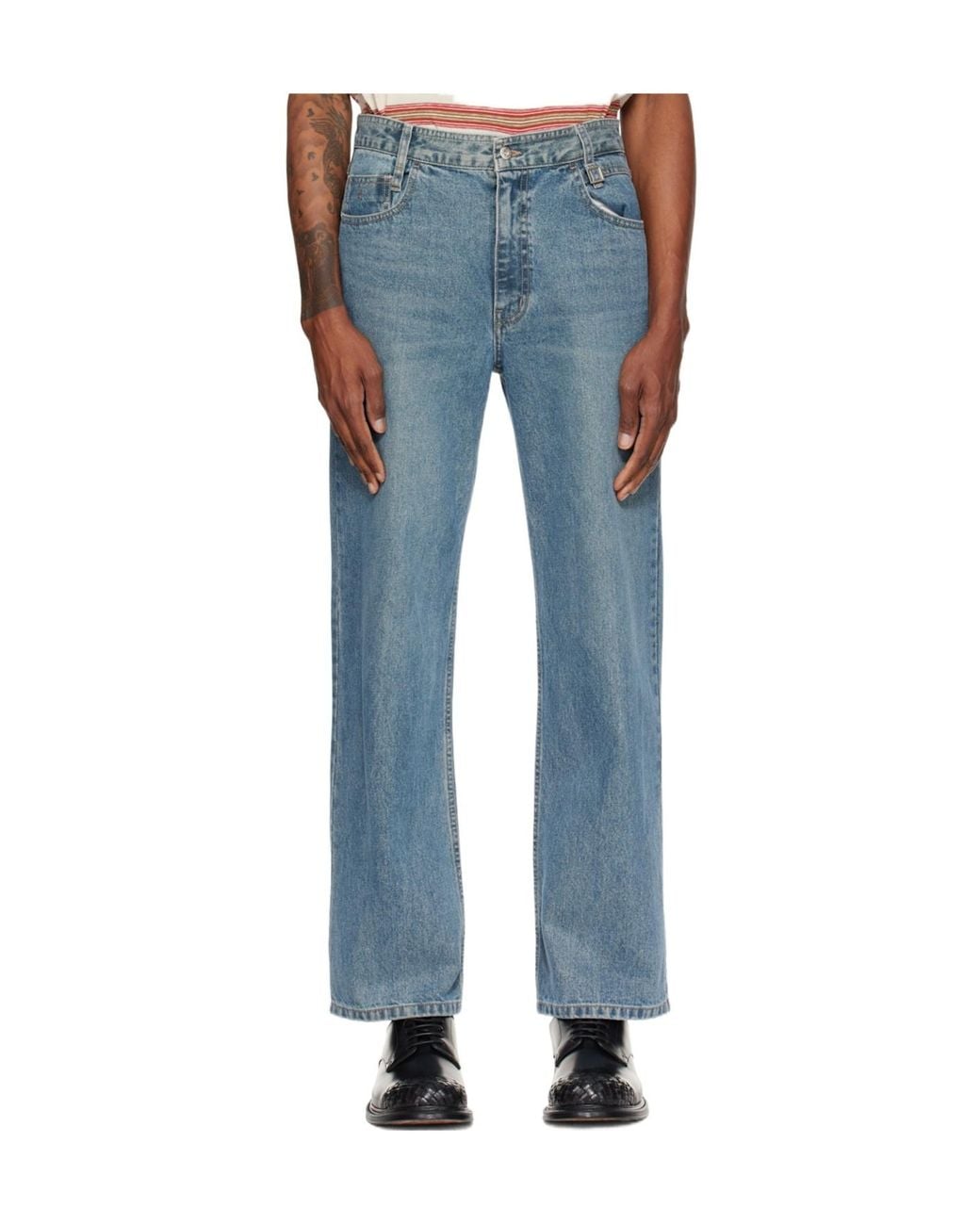 Wooyoungmi Blue Faded-Effect Straight-Leg Jeans for men