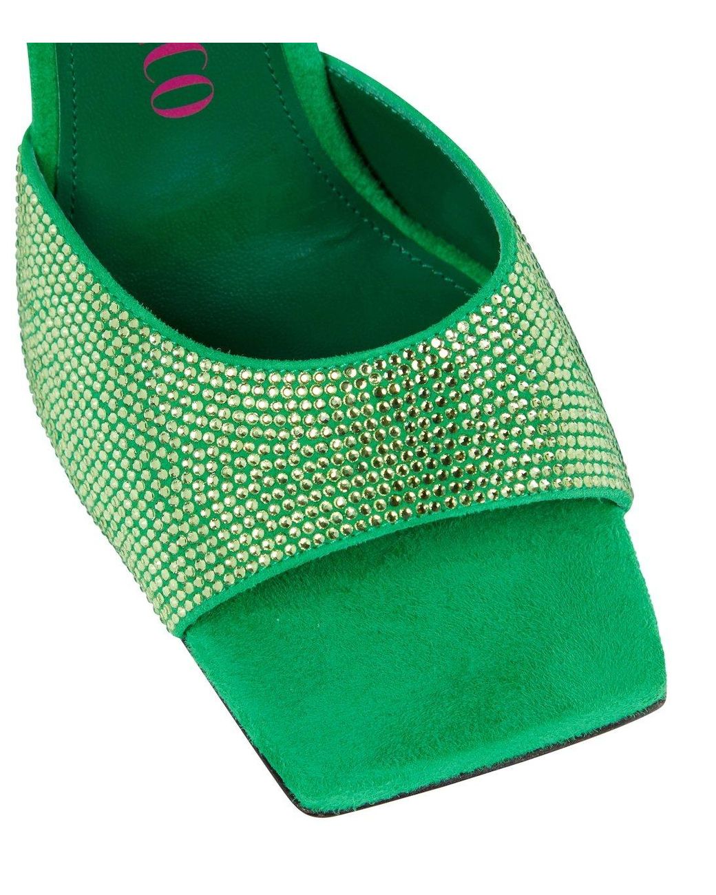 The Attico Green Devon Embellished Leather And Suede Sandals