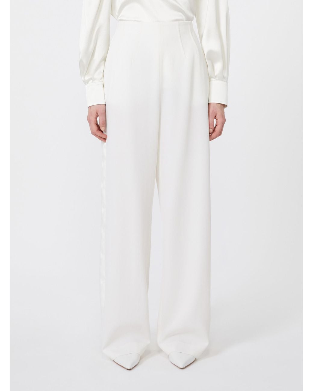Max Mara White Balta High-Waist Wide-Leg Pants