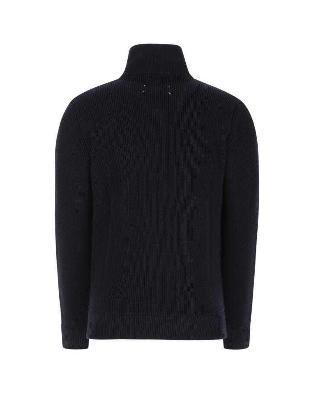 Maison Margiela Blue Malgione Zip-Up Knitted Sweater for men