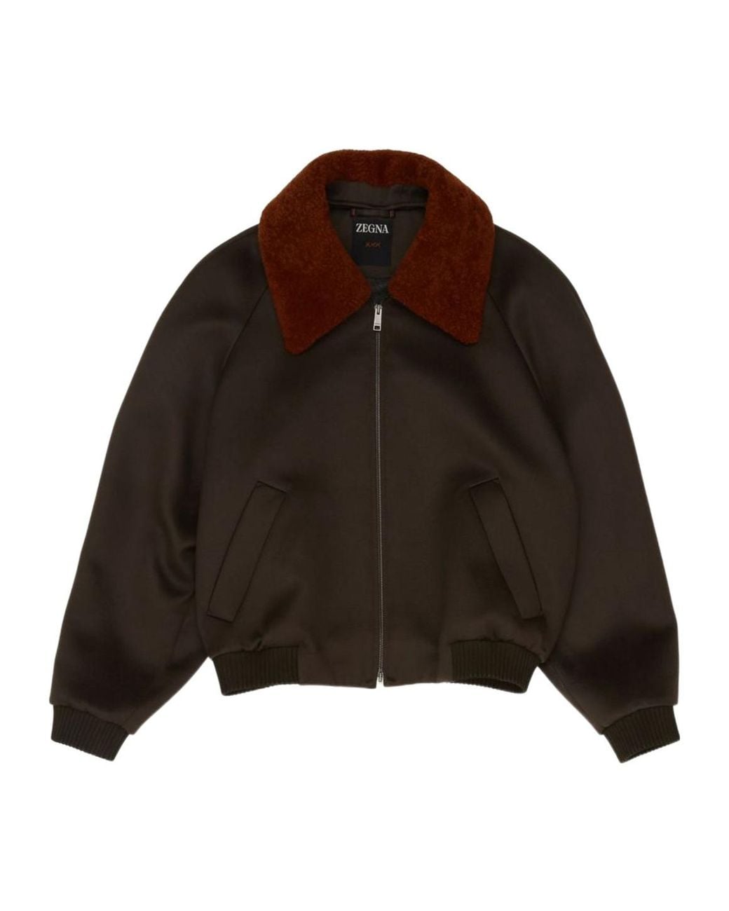 Zegna Brown Regular Fit Zipped Jacket for men