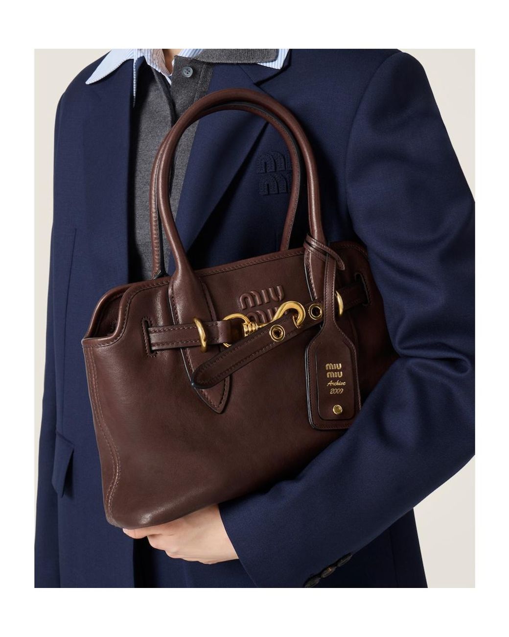 Miu Miu Brown Aventure Nappa Leather Bag