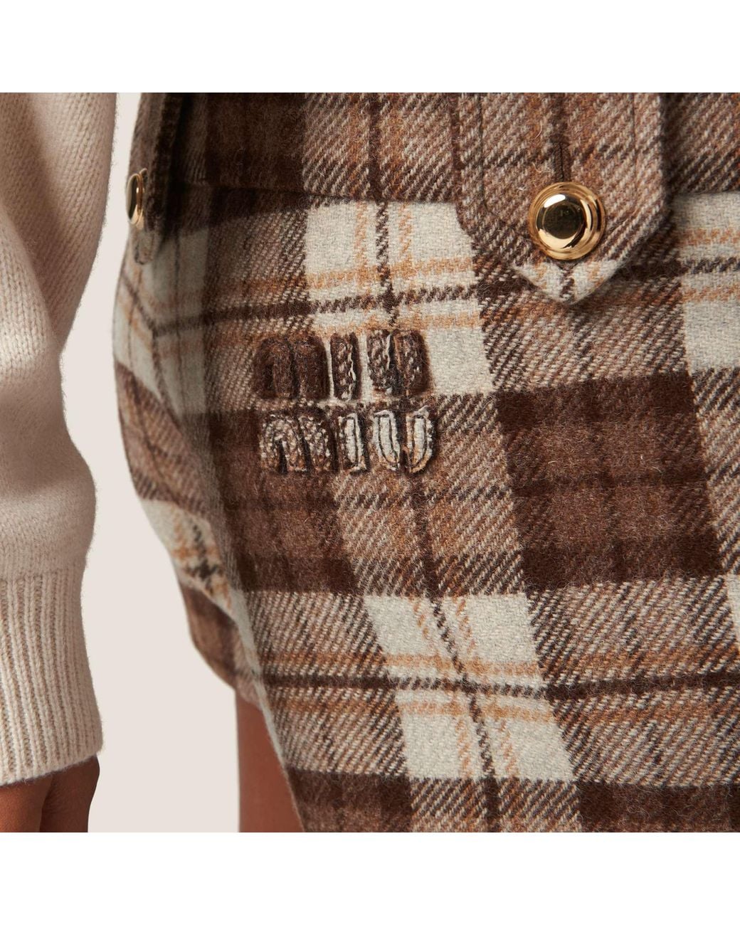 Miu Miu Brown Checked Shorts
