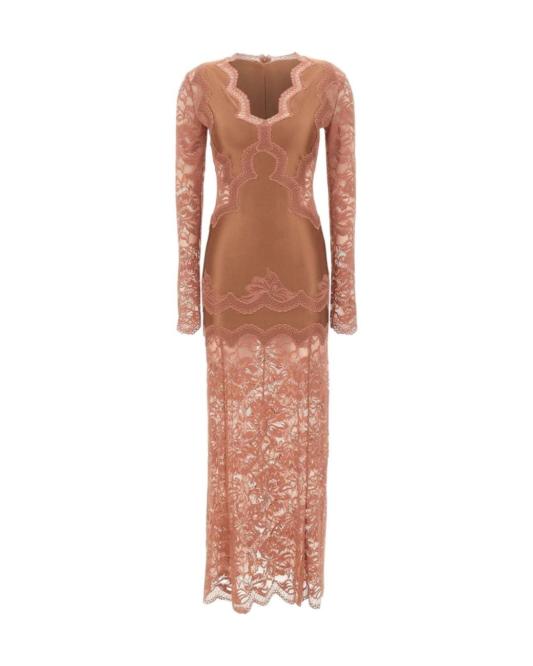 Rabanne Brown Rabanne Lace Panel Maxi Dress