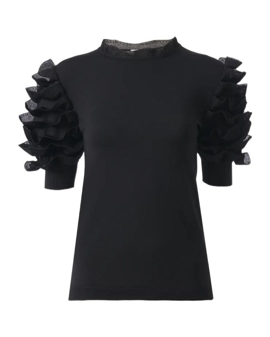 Chloé Black Ruffled-Sleeve Blouse