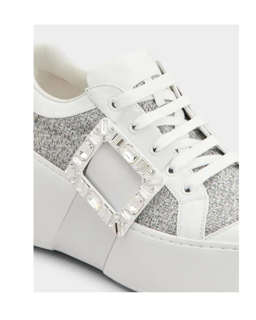 Roger Vivier White Embellished Lace-Up Sneakers
