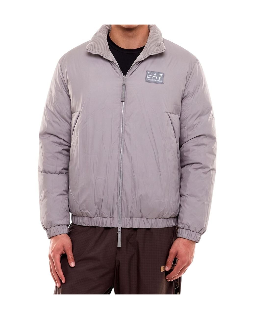 EA7 Gray Reversible Zip-Up Jacket for men